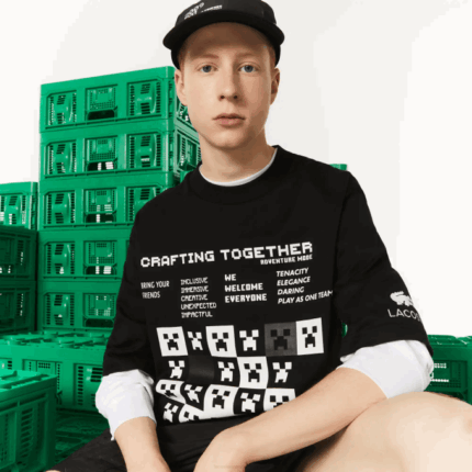 MenV0ZN852 Black 031 Lacoste x Minecraft Loose Fit Organic Cotton T-Shirt