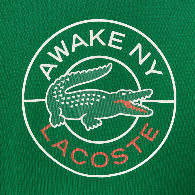 MenV0ZN892 Green MEE Lacoste x AWAKE NY Logo Cotton Pique T-shirt - Image 4