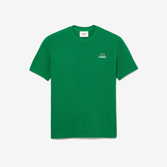 MenV0ZN892 Green MEE Lacoste x AWAKE NY Logo Cotton Pique T-shirt - Image 1