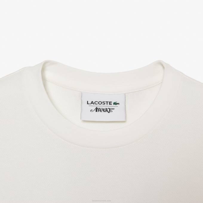 MenV0ZN893 White 70V Lacoste x AWAKE NY Logo Cotton Pique T-shirt - Image 2