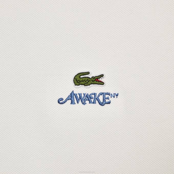 MenV0ZN893 White 70V Lacoste x AWAKE NY Logo Cotton Pique T-shirt - Image 3