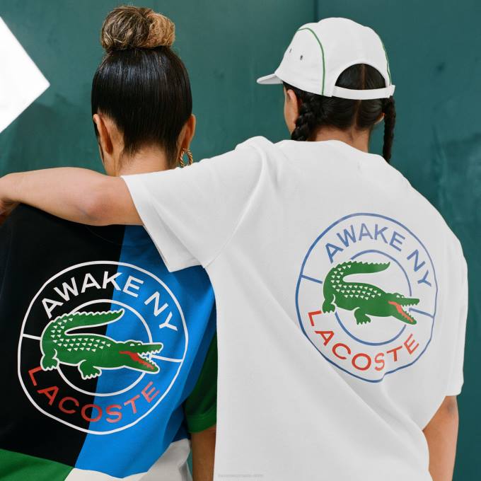 MenV0ZN893 White 70V Lacoste x AWAKE NY Logo Cotton Pique T-shirt - Image 4