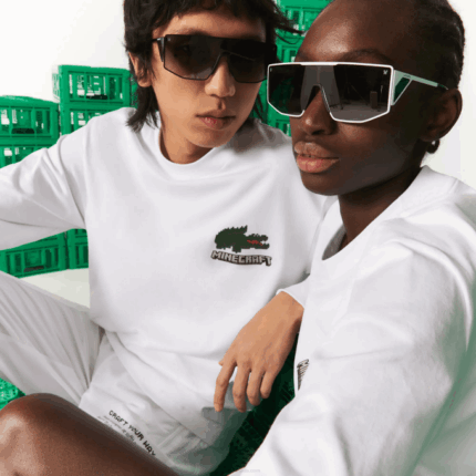 MenV0ZN939 White 001 Lacoste x Minecraft Organic Cotton T-Shirt