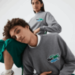 Women Lacoste V0ZN1209 Grey Chine 1VQ Crew Neck Organic Cotton Sweatshirt