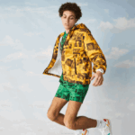 Women Lacoste V0ZN1303 Yellow Black 7KR LIVE Polaroid Collaboration Jacket - Image 3