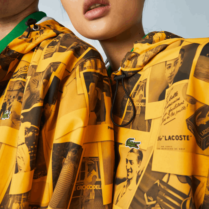 Women Lacoste V0ZN1303 Yellow Black 7KR LIVE Polaroid Collaboration Jacket - Image 6