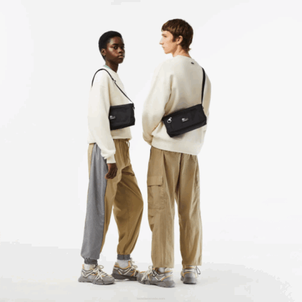 Women Lacoste V0ZN1968 Noir Patch L51 Recycled Fiber Zipped Bag