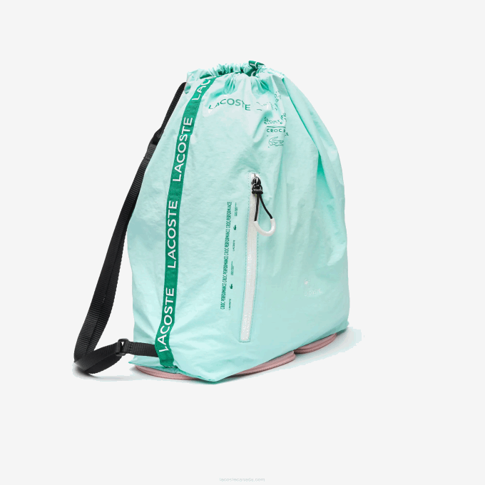 Women Lacoste V0ZN2056 Seringat Fluorine Lotus K10 Branded Band Foldable Nylon Backpack - Image 2