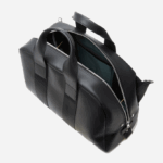 Women Lacoste V0ZN2101 Black 000 Supple Leather Weekend Bag - Image 4