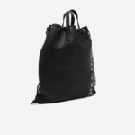 Women Lacoste V0ZN2105 Noir Blanc 279 Contrast Geographical Coordinate Flat Backpack - Image 5