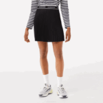 Women Lacoste V0ZN2352 Black 031 Elasticized Waist Pleated Skirt - Image 2