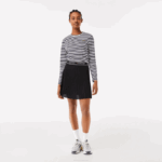 Women Lacoste V0ZN2352 Black 031 Elasticized Waist Pleated Skirt