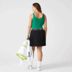 Women Lacoste V0ZN2352 Black 031 Elasticized Waist Pleated Skirt - Image 7