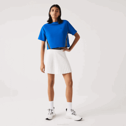 Women Lacoste V0ZN2353 White 70V Elasticized Waist Pleated Skirt