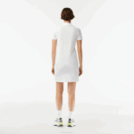 Women Lacoste V0ZN2360 White 001 Pique Knit Polo Dress - Image 3