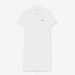 Women Lacoste V0ZN2360 White 001 Pique Knit Polo Dress - Image 4