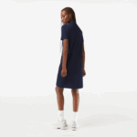 Women Lacoste V0ZN2361 Navy Blue 166 Pique Knit Polo Dress - Image 3