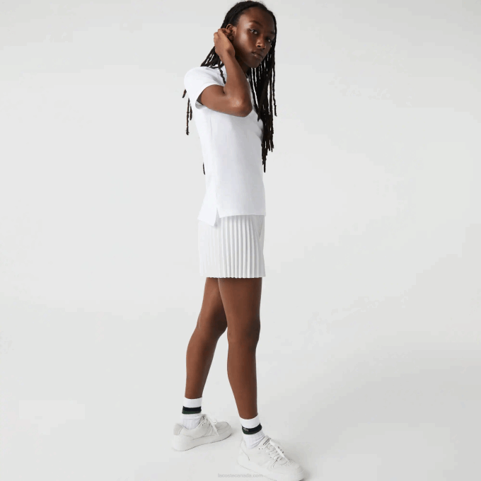Women Lacoste V0ZN2363 White 001 Regular Fit Soft Cotton Petit Pique Polo - Image 2