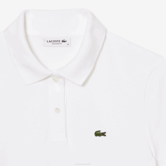 Women Lacoste V0ZN2363 White 001 Regular Fit Soft Cotton Petit Pique Polo - Image 6