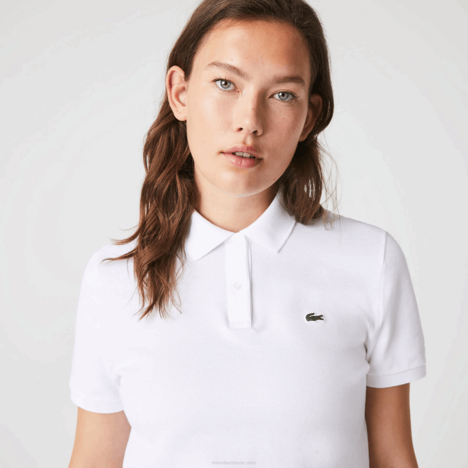 Women Lacoste V0ZN2363 White 001 Regular Fit Soft Cotton Petit Pique Polo - Image 7