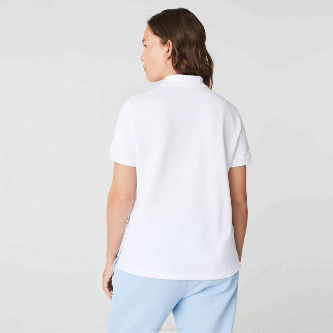 Women Lacoste V0ZN2363 White 001 Regular Fit Soft Cotton Petit Pique Polo - Image 9