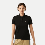 Women Lacoste V0ZN2364 Black 031 Regular Fit Soft Cotton Petit Pique Polo