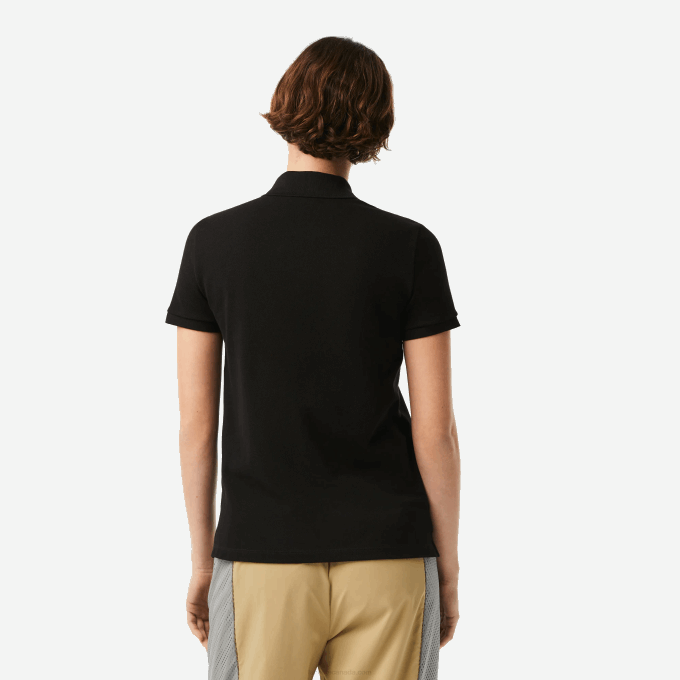 Women Lacoste V0ZN2364 Black 031 Regular Fit Soft Cotton Petit Pique Polo - Image 3