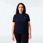 Women Lacoste V0ZN2365 Navy Blue 166 Regular Fit Soft Cotton Petit Pique Polo - Image 5