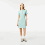 Women Lacoste V0ZN2368 Mint LGF Stretch Cotton Pique Polo Dress