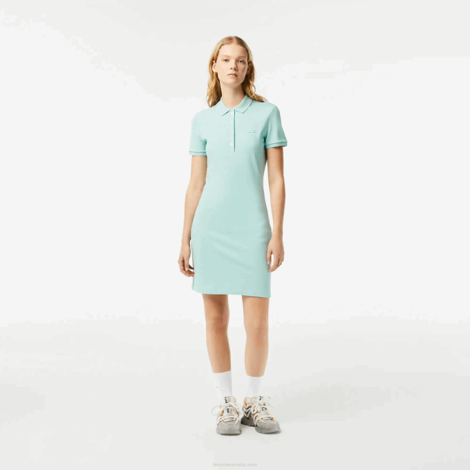 women_lacoste_v0zn2368_mint_lgf_stretch_cotton_pique_polo_dress.png Women Lacoste V0ZN2368 Mint LGF Stretch Cotton Pique Polo Dress - Image 1
