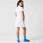 Women Lacoste V0ZN2369 White 001 Stretch Cotton Pique Polo Dress - Image 3