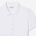 Women Lacoste V0ZN2369 White 001 Stretch Cotton Pique Polo Dress - Image 6