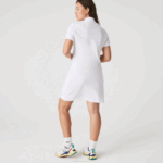 Women Lacoste V0ZN2369 White 001 Stretch Cotton Pique Polo Dress - Image 10