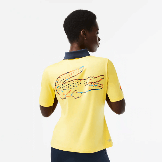 Women Lacoste V0ZN2373 Yellow 107 Sport Miami Open Edition Polo - Image 3