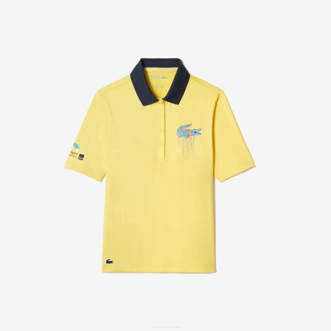 Women Lacoste V0ZN2373 Yellow 107 Sport Miami Open Edition Polo - Image 4