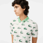 Women Lacoste V0ZN2378 White Green 2P0 Golf Crocodile Print Polo - Image 2
