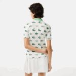 Women Lacoste V0ZN2378 White Green 2P0 Golf Crocodile Print Polo - Image 3