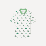 Women Lacoste V0ZN2378 White Green 2P0 Golf Crocodile Print Polo - Image 4