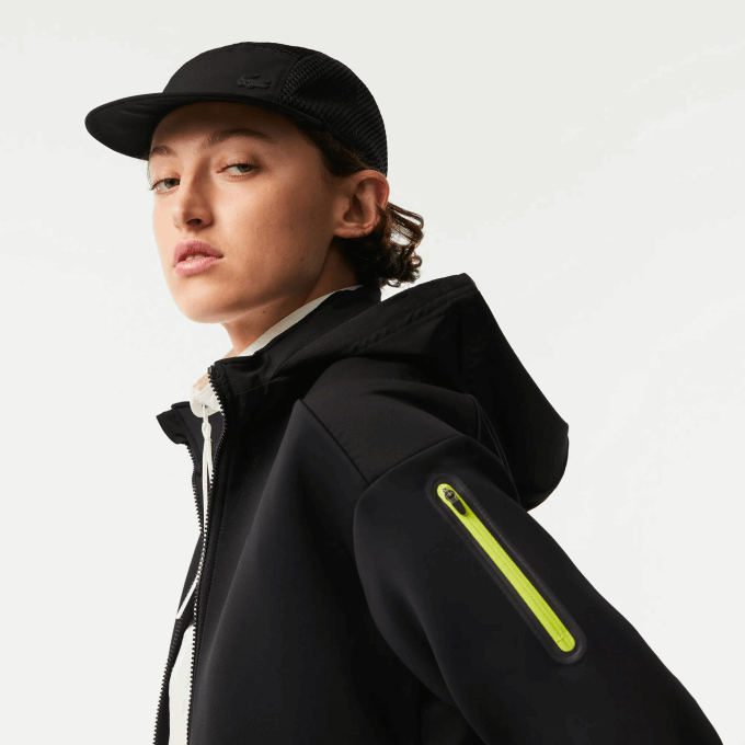 Women Lacoste V0ZN2382 Black 031 SPORT Loose Fit Zip Sweatshirt - Image 2