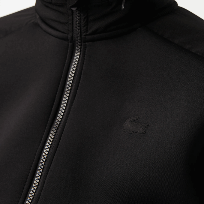 Women Lacoste V0ZN2382 Black 031 SPORT Loose Fit Zip Sweatshirt - Image 4