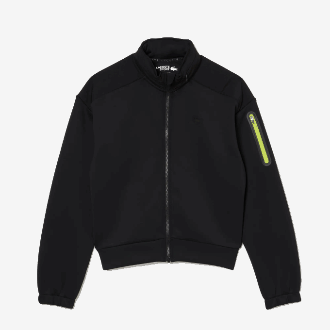 Women Lacoste V0ZN2382 Black 031 SPORT Loose Fit Zip Sweatshirt - Image 5