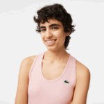 Women Lacoste V0ZN2388 Pink KF9 SPORT Slim Fit Ribbed Tank Top - Image 2