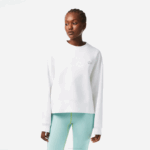 Women Lacoste V0ZN2390 White 001 Logo Back Sweatshirt