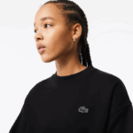 Women Lacoste V0ZN2391 Black 031 Logo Back Sweatshirt - Image 2