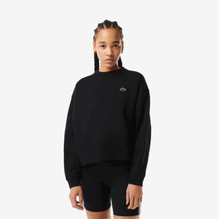 Women Lacoste V0ZN2391 Black 031 Logo Back Sweatshirt