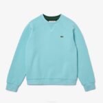 Women Lacoste V0ZN2392 Turquoise BVG Crew Neck Cotton Blend Sweatshirt