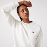 Women Lacoste V0ZN2393 White 70V Crew Neck Cotton Blend Sweatshirt