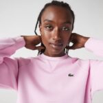 Women Lacoste V0ZN2394 Pink Z4H Crew Neck Cotton Blend Sweatshirt