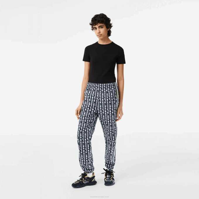 women_lacoste_v0zn2395_black_blue_white_zi8_track_pants_with_logo_print.png Women Lacoste V0ZN2395 Black Blue White ZI8 Track Pants with Logo Print - Image 1