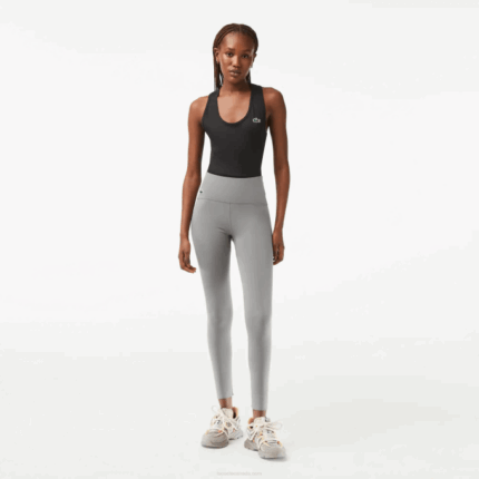 Women Lacoste V0ZN2400 Grey Chine YRD SPORT Recycled Polyester Sculpting Leggings
